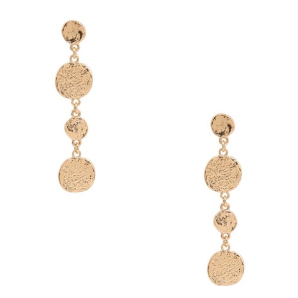 TWO TONE COIN LINK DANGLE METAL EARRING
