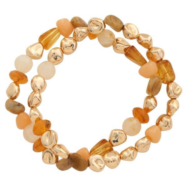 SEED BEAD METAL BEAD STRETCH MULTI BRACELET SET