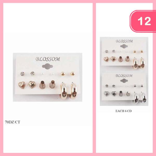 MIXED POST EARRING HOOP SET (12 UNITS)