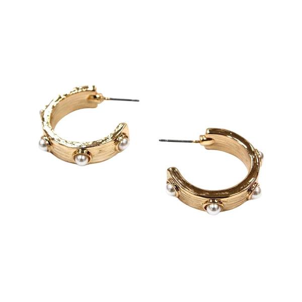 PEARL STUDDED C HOOP EARRING