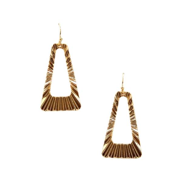 TEXTURED METAL RECTANGLE DANGLE EARRING