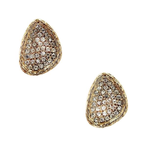 PAVE STONE TEARDROP STUD EARRING