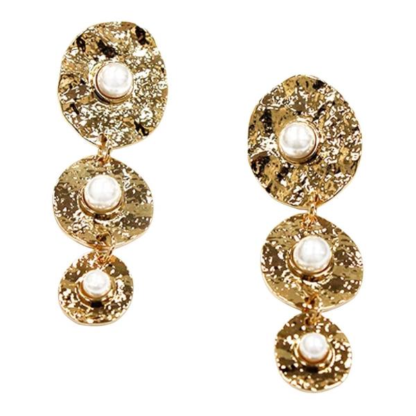 FAUX PEARL ORNAMENT LINK DANGLE EARRING