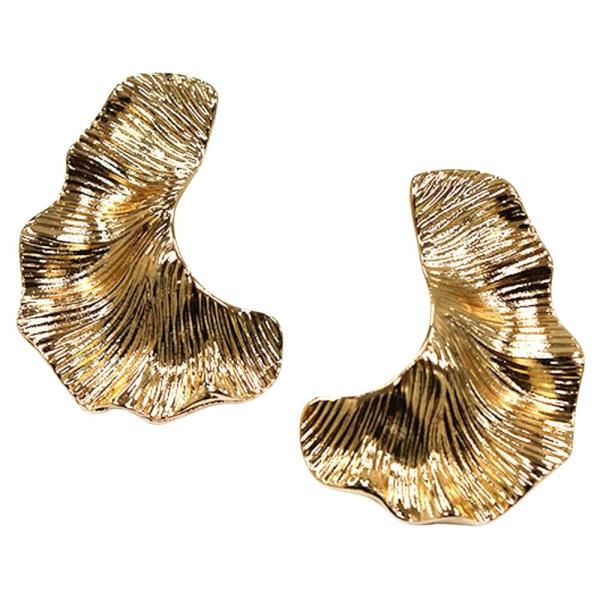TEXTURED METAL ORGANIC WAVE EARRING