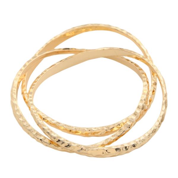 HAMMERED METAL BANGLE BRACELET SET