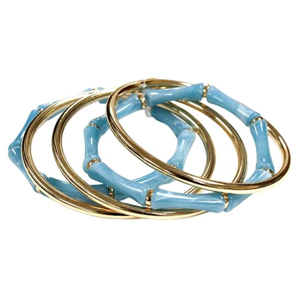 MARBLE RESIN METAL THIN BANGLE MULTI BRACELET SET