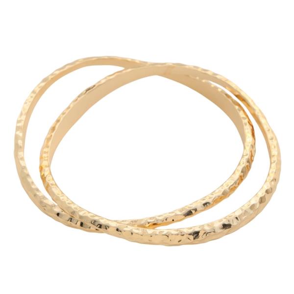 HAMMERED METAL THIN BANGLE MULTI BRACELET SET