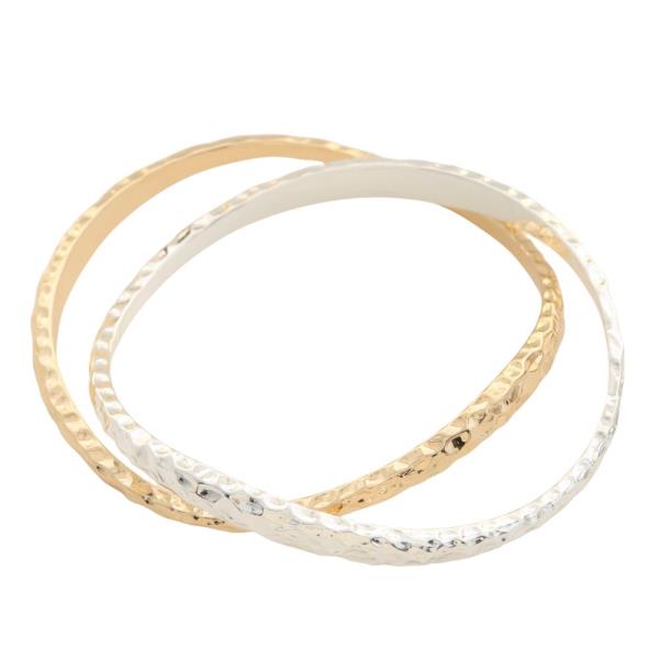 HAMMERED METAL THIN BANGLE MULTI BRACELET SET