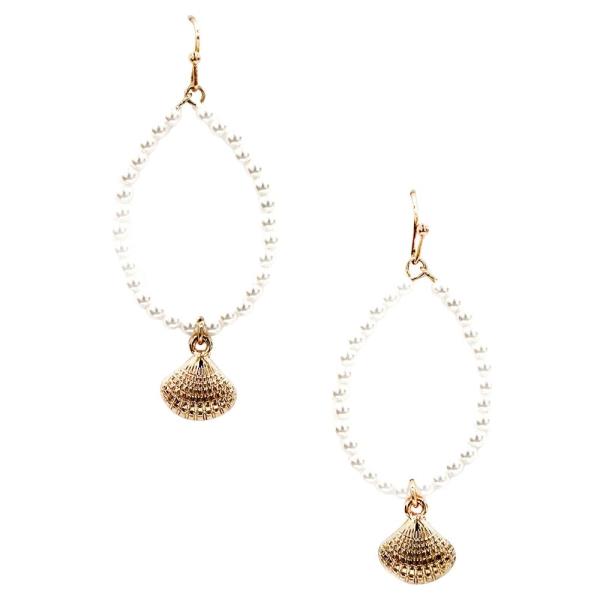 FAUX PEARL TEARDROP DANGLE EARRING