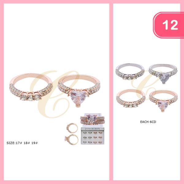 RHINESTONE HEART STACKABLE RING (12 UNITS)