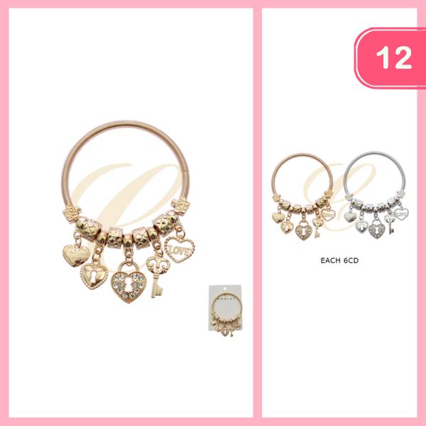 HEART KEY CHARM BRACELET (12 UNITS)