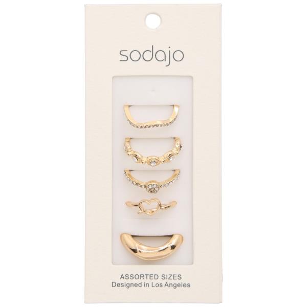 SODAJO RHINESTONE METAL ASSORTED RING SET