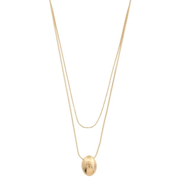 SODAJO OVAL CHARM DAINTY LINK LAYERED GOLD DIPPED NECKLACE