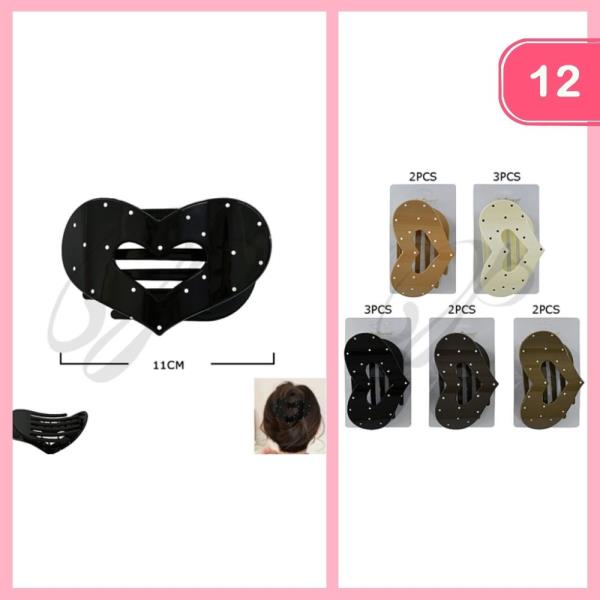 POLKA DOT HEART HAIR CLIP (12 UNITS)