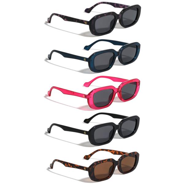 D LOGO THIN TEMPLE RETRO FASHION GEOMETRIC SUNGLASSES 1DZ