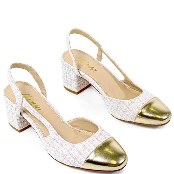 MID CHUNKY HEEL TOE CAP SLING BACK 1 PAIRS