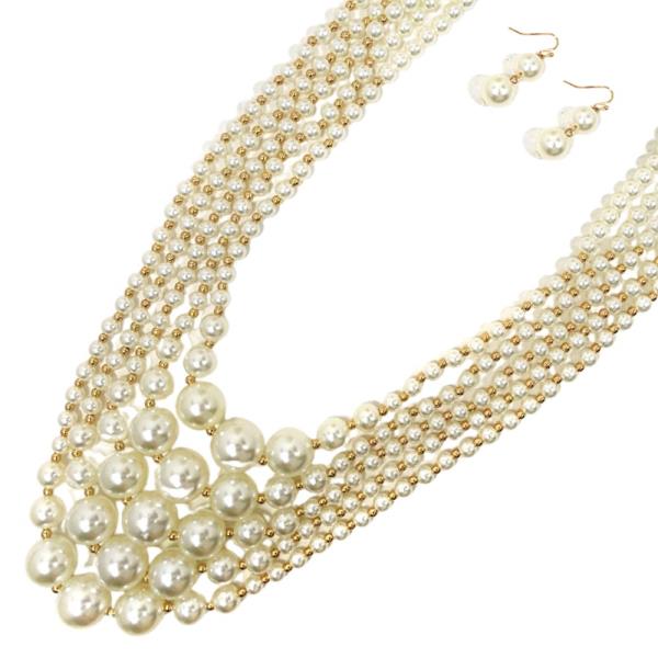 PEARL BEAD LAYERED NECKLACE