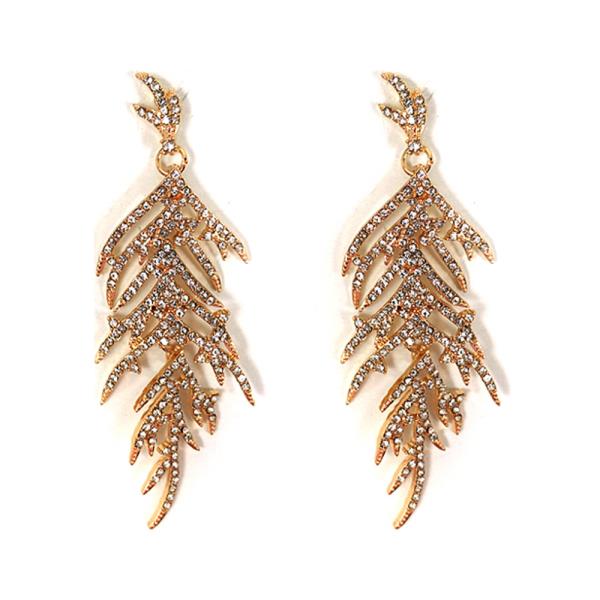 RHINESTONE LEAF DROP DANGLE EARRING