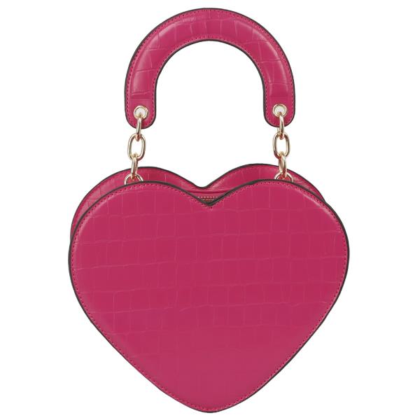 HEART SHAPE CROC TEXTURE HANDLE CROSSBODY BAG