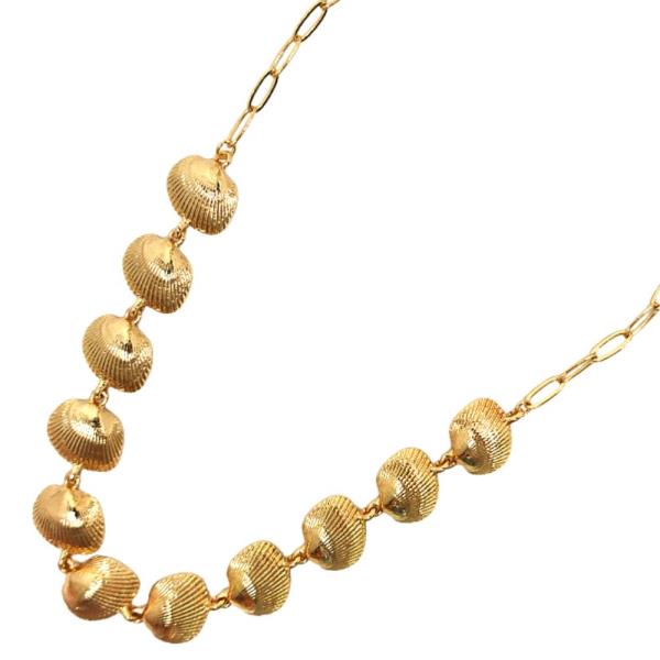 TEXTURED SEASHELL LINK METAL NECKLACE