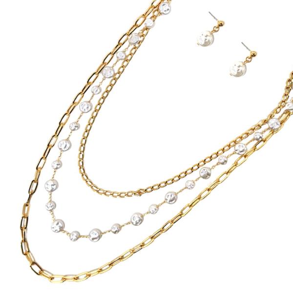 PEARL BEAD CHAIN LAYERED NECKLACE