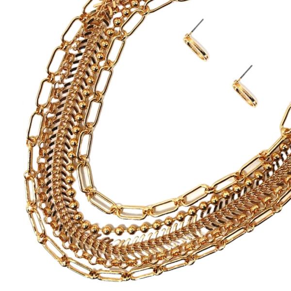 OVAL LINK CHAIN LAYERED NECKLACE
