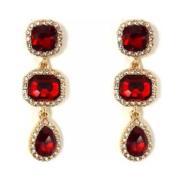 COLOR RHINESTONE DROP DANGLE EARRING