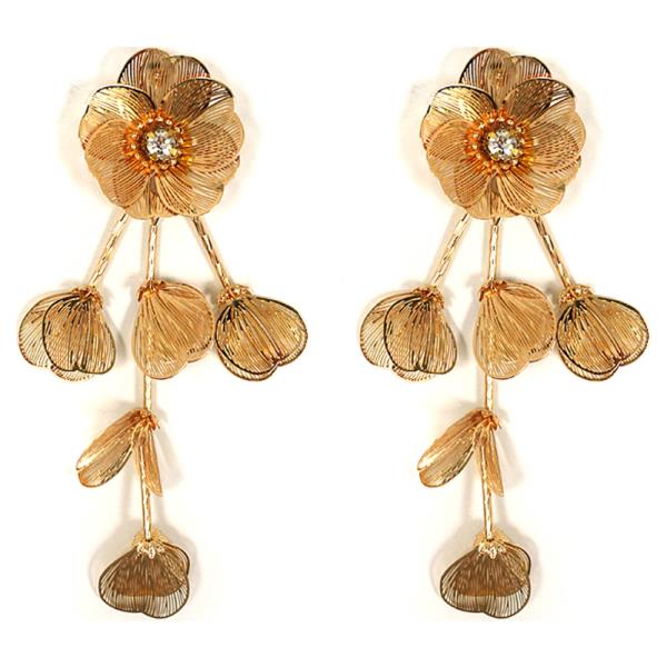METAL FLORAL DROP DANGLE EARRING