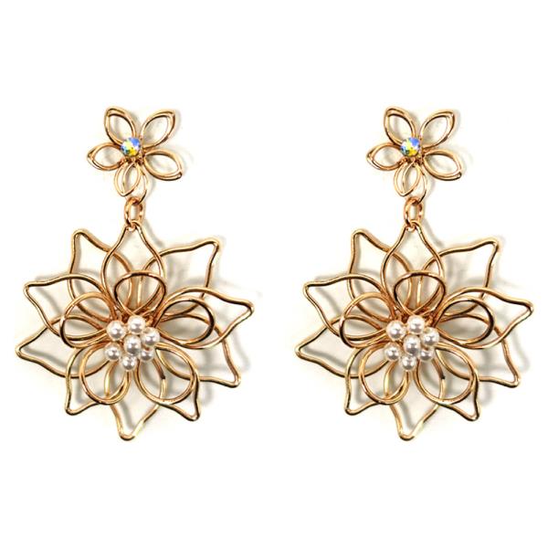 METAL FLORAL DANGLE EARRING