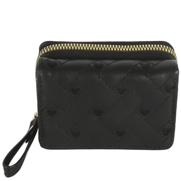 HEART QUILTED ZIPPER WALLET