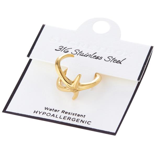 SECRET BOX STAINLESS STEEL STARFISH OPEN RING