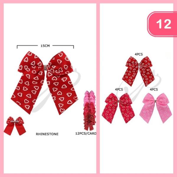 VALENTINES DAY HAIR BOWS (12 UNITS)