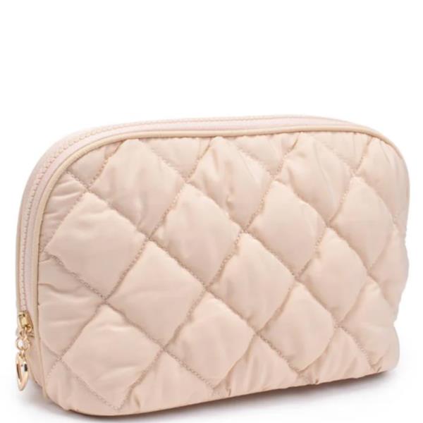 CLOUD KISS QUILTED PUFFER NYLON COSMETIC DOME POUCH BAG