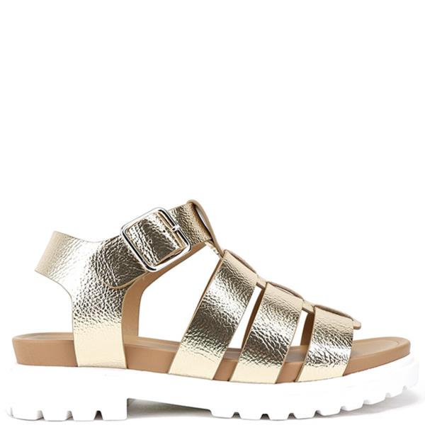 FASHION GOLD BUCKLE STRAP SANDALS 1 PAIR