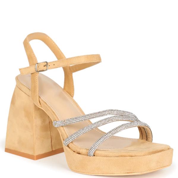 RHINESTONE STRAP HEEL 1 PAIR