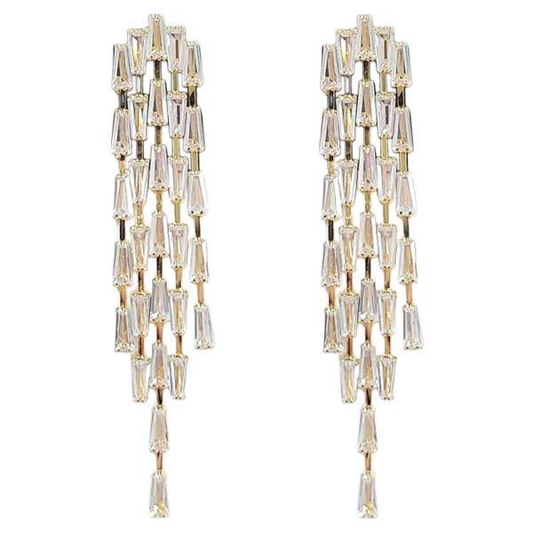 CUBIC ZIRCONIA TRAPEZOID POST EARRING