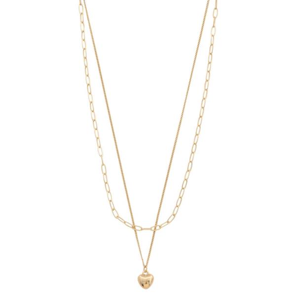 SODAJO DAINTY HEART CHARM LAYERED GOLD DIPPED NECKLACE