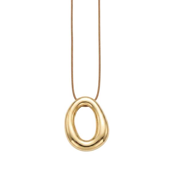 METAL ROUND PENDANT CORD NECKLACE