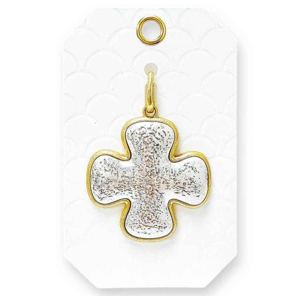 METAL TWO TONE CROSS BAG CHARM