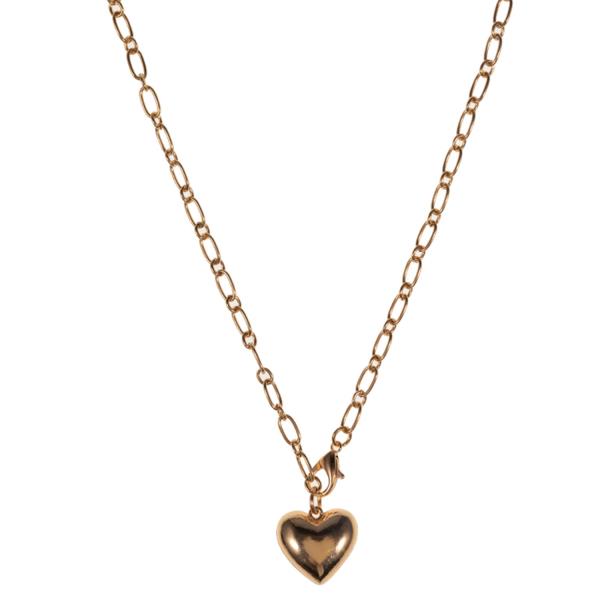 PUFFY METAL HEART SHORT NECKLACE