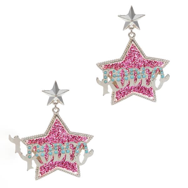 STAR SHAPED GLITTER ENAMEL RODEO EARRING