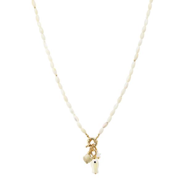 SEA LIFE BEADED FISH SHELL STAR CHARM NECKLACE