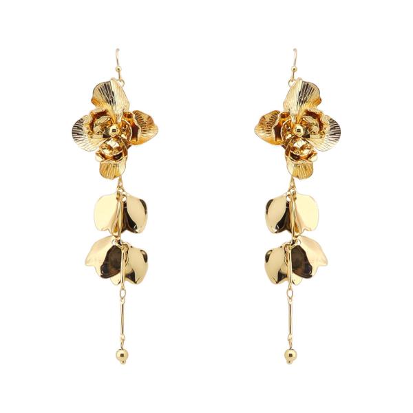 METAL FLOWER DROP DANGLE EARRING