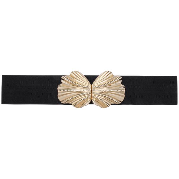 RHINESTONE METAL SHAPE ELASTIC BELT