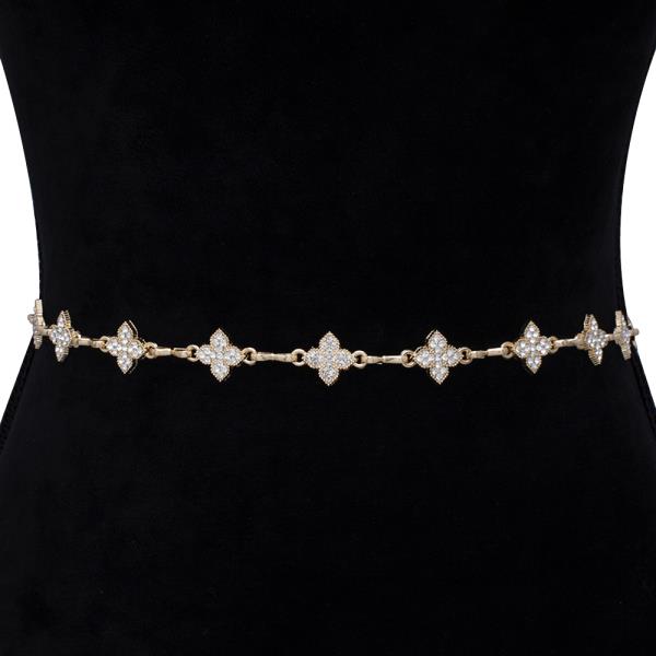 CRYSTAL RHINESTONE LINK HOOK BELT