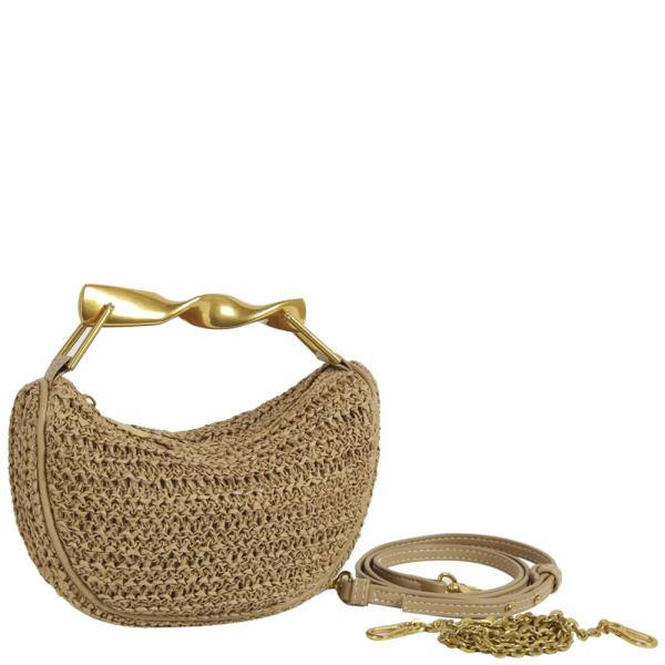 WOVEN TWIST HANDLE TOTE BAG