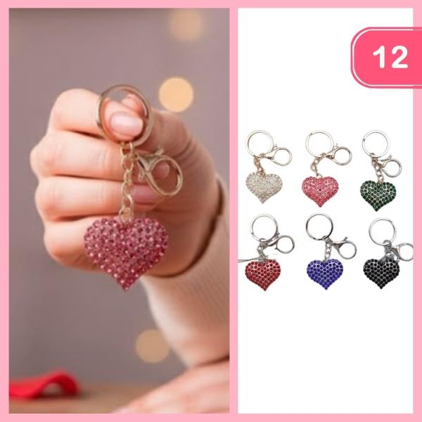 RHINESTONE HEART KEYCHAIN (12 UNITS)