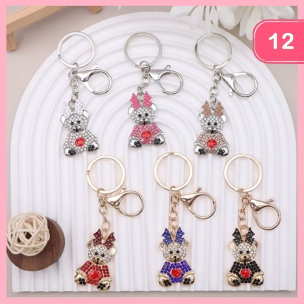 RHINESTONE TEDDY BEAR KEYCHAIN (12 UNITS)