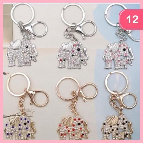 RHINESTONE ELEPHANT KEYCHAIN (12 UNITS)