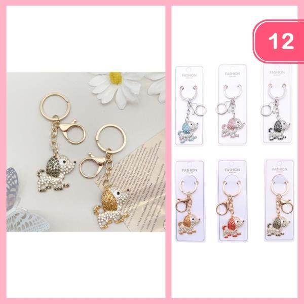 RHINESTONE DOG KEYCHAIN (12 UNITS)